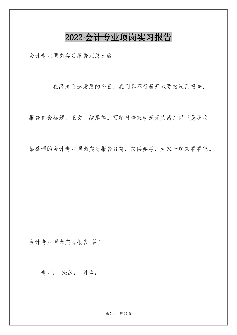 2024会计专业顶岗实习报告_第1页