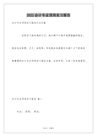 2024会计专业顶岗实习报告