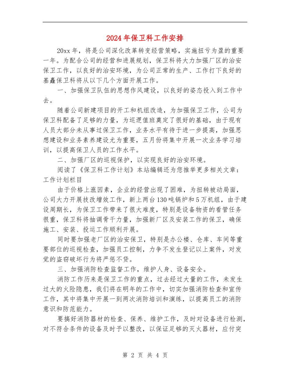 2024年保卫科工作安排_第2页