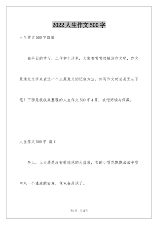 2024人生作文500字_2