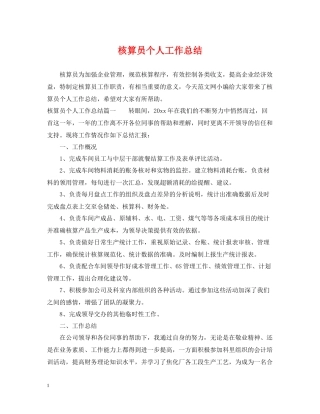 核算员个人工作总结