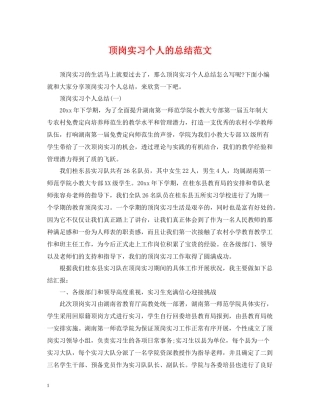 顶岗实习个人的总结范文