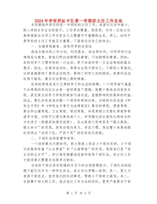 2024年小学彩虹中队第一学期班主任工作总结