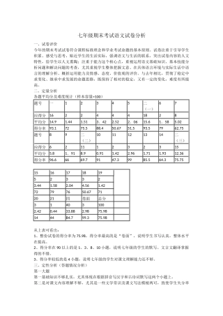 七年级语文期末成绩