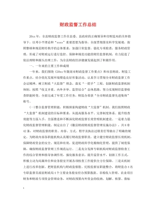 财政监督工作总结