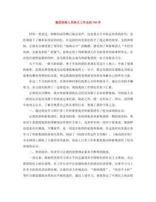 集团招商人员转正工作总结700字