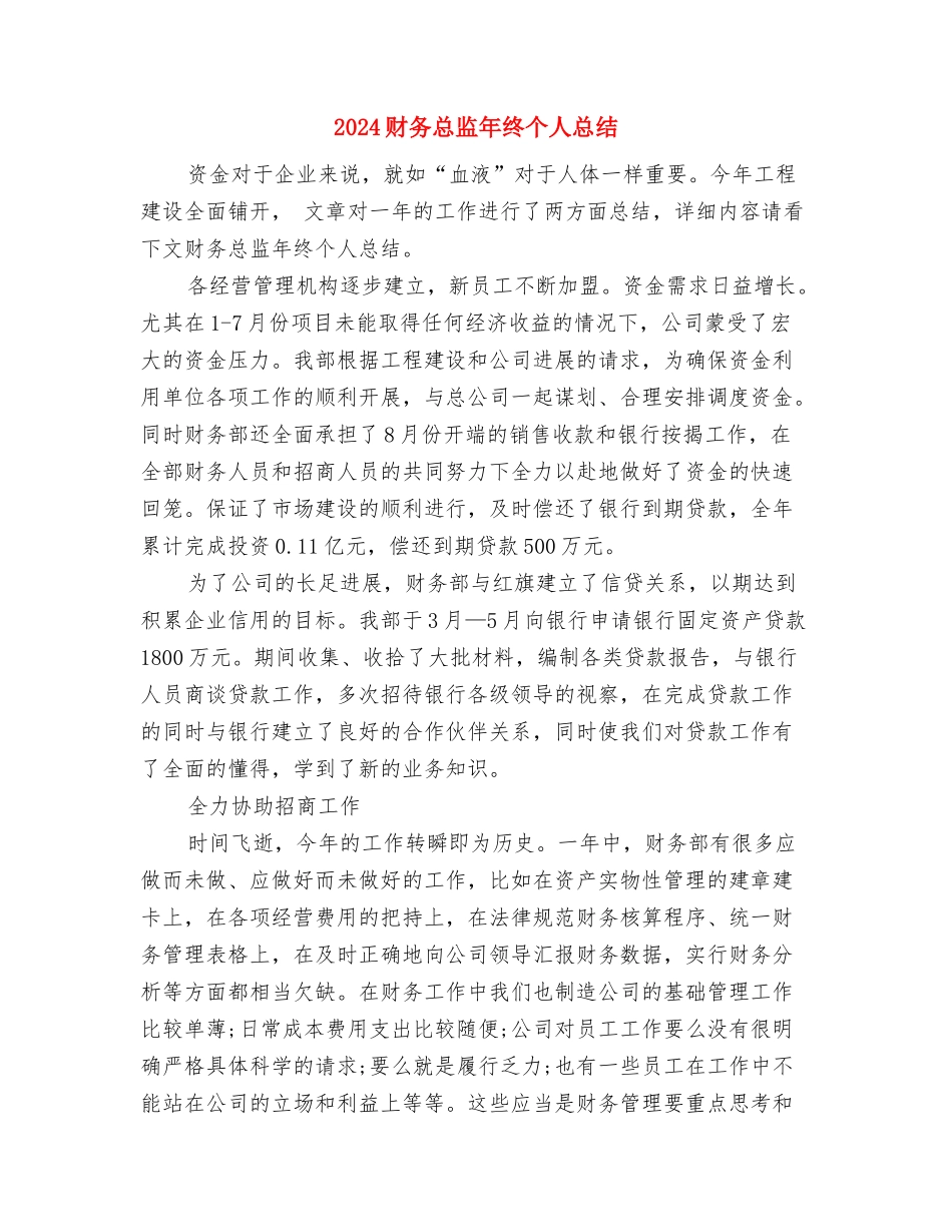2024财务总监年度总结范文与2024财务总监年终个人总结汇编_第3页