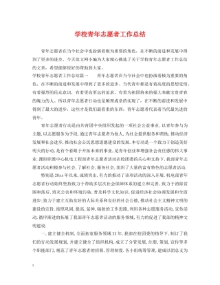 学校青年志愿者工作总结 