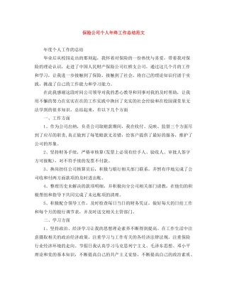 保险公司个人年终工作总结范文