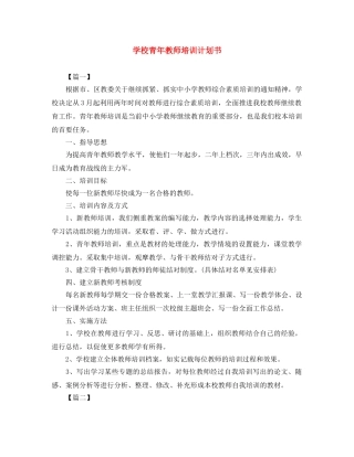 学校青年教师培训计划书 