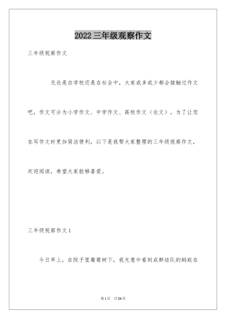 2024三年级观察作文