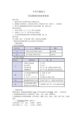 化学人教版九年级下册常见物质的检验和鉴别 