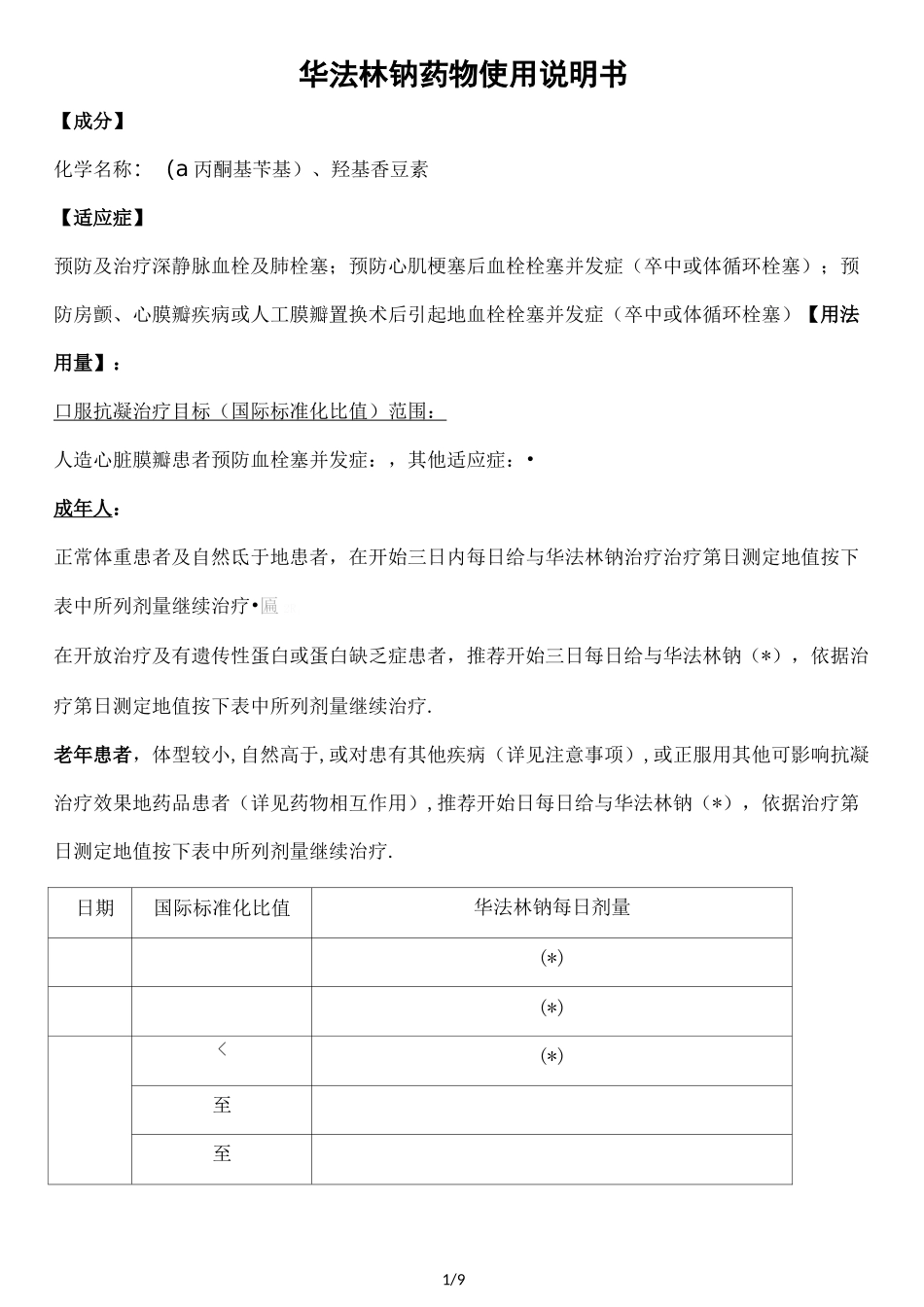 华法林药物说明书_第1页
