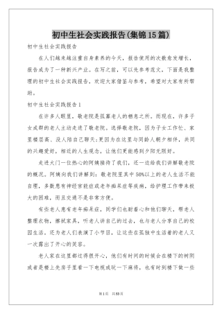初中生社会实践报告(集锦15篇)