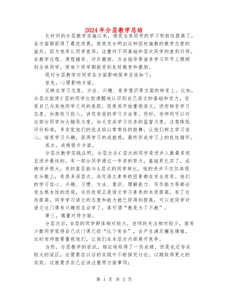 2024年分层教学总结_第1页