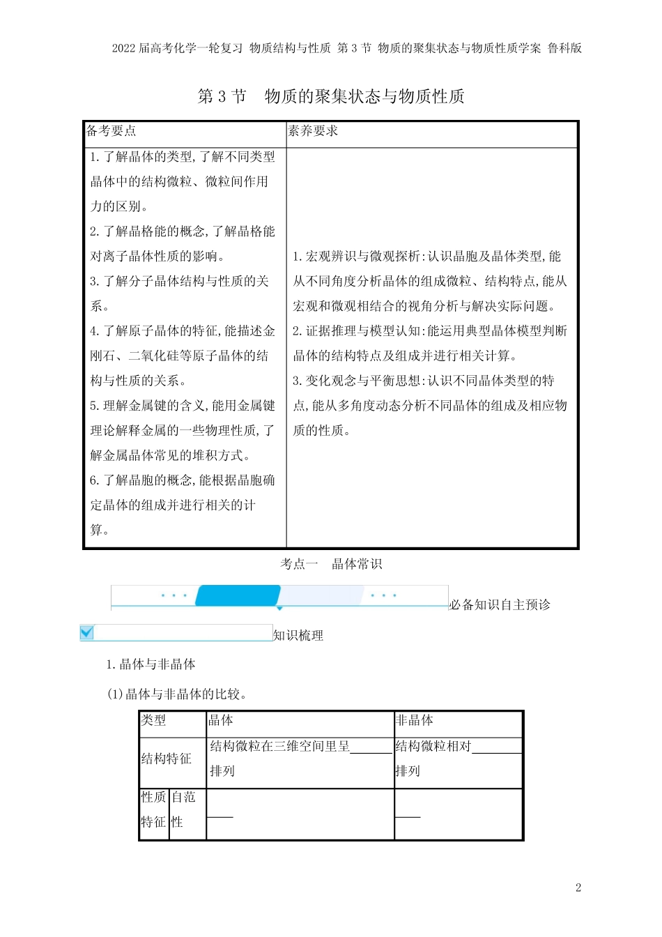 2022届高考化学一轮复习 物质结构与性质 第3节 物质的聚集状态与物质性..._第2页