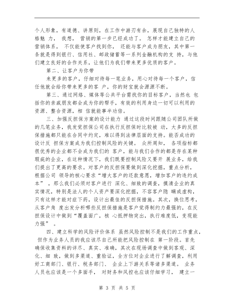 担保公司业务员工作计划范例_第3页