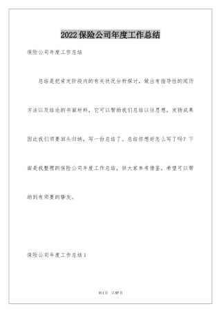 2024保险公司年度工作总结