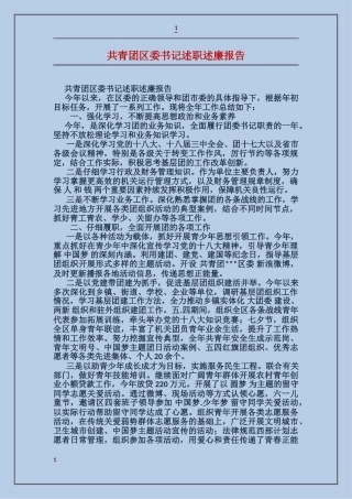 共青团区委书记述职述廉报告