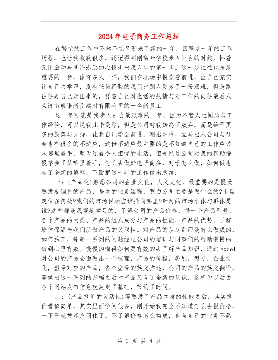 2024年电子商务工作总结_第2页