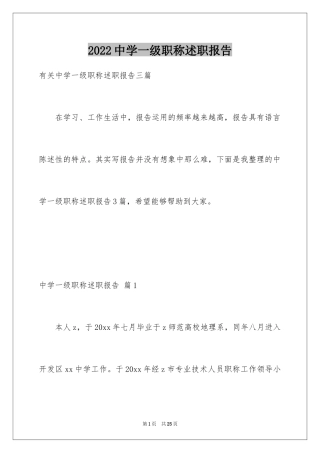 2024中学一级职称述职报告_1