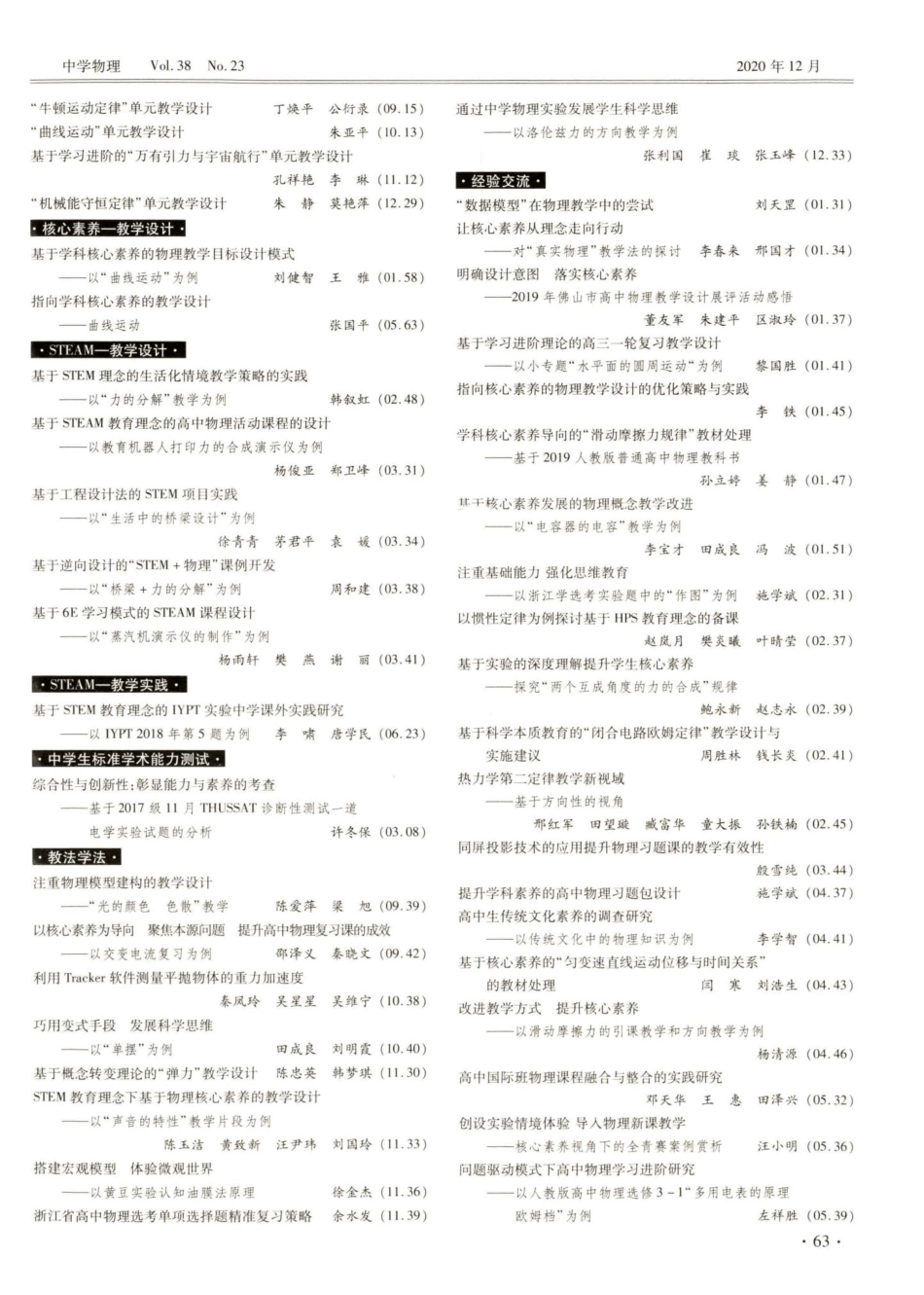 《中学物理》2020年总目次(1)_第3页