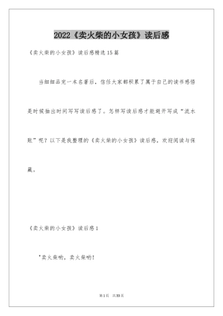 2024《卖火柴的小女孩》读后感_3