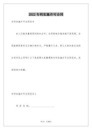 2024专利实施许可合同