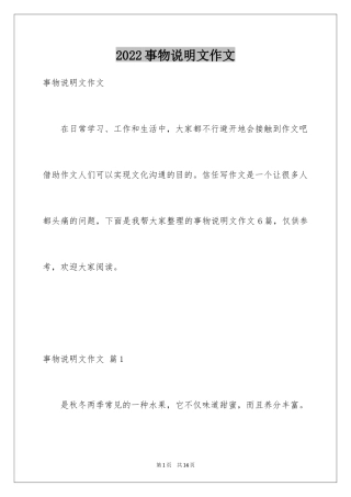 2024事物说明文作文
