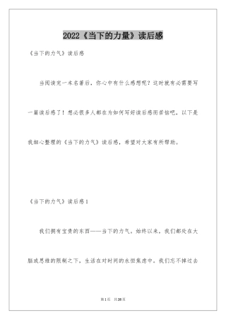2024《当下的力量》读后感_2