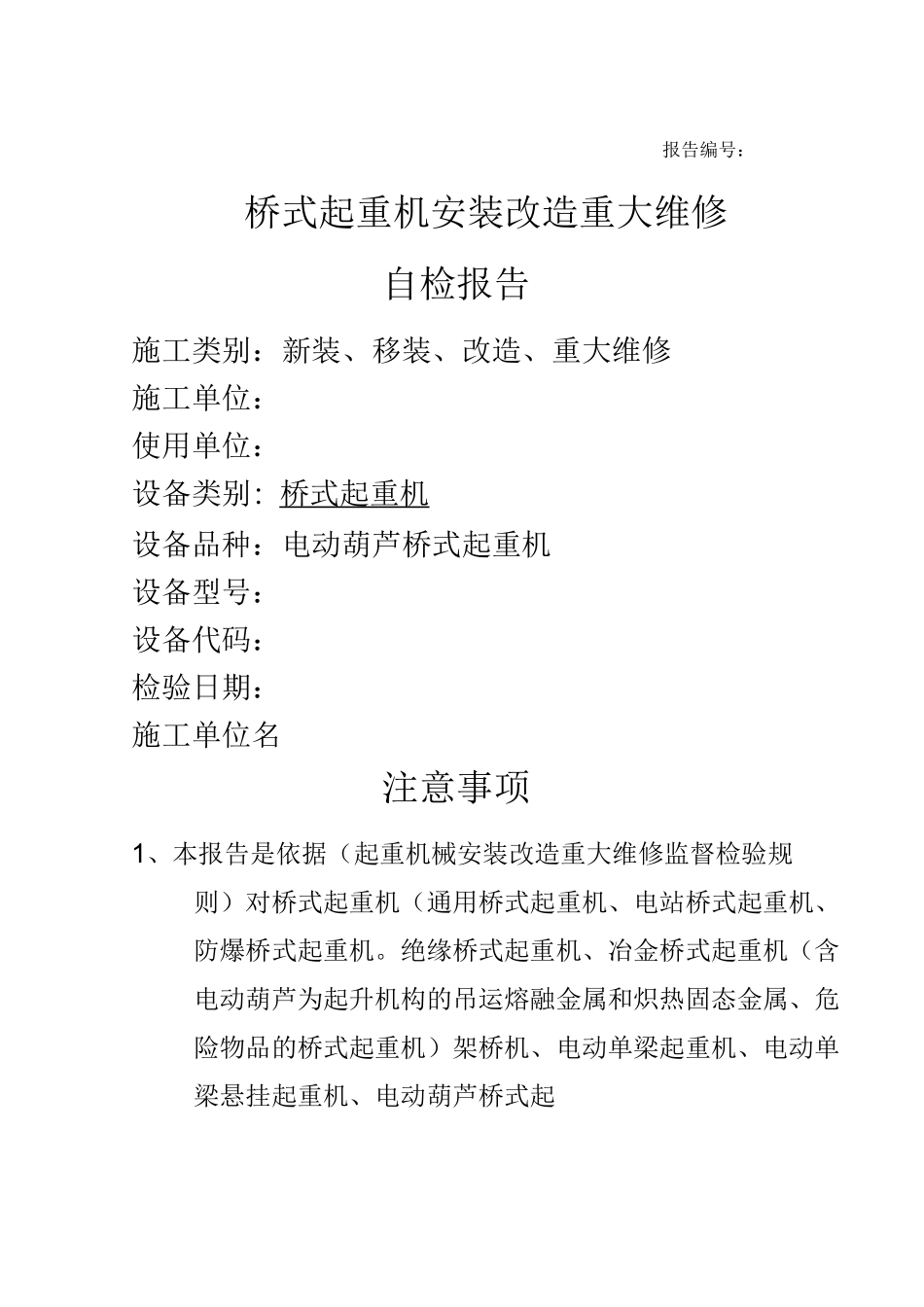 桥式起重机自检报告_第1页