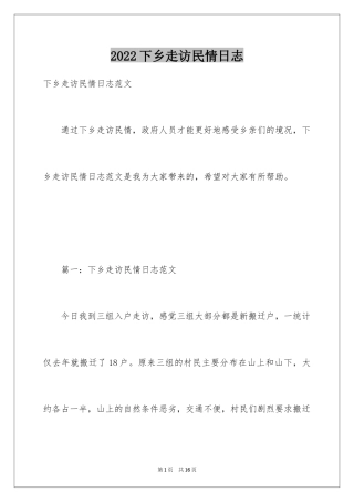 2024下乡走访民情日志