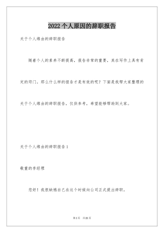 2024个人原因的辞职报告_101