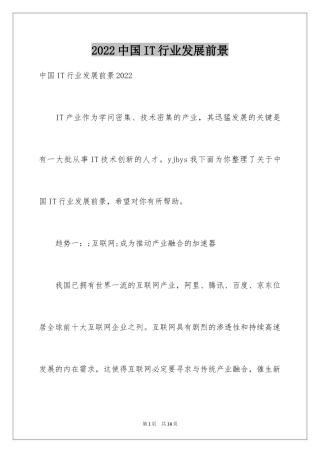 2024中国IT行业发展前景