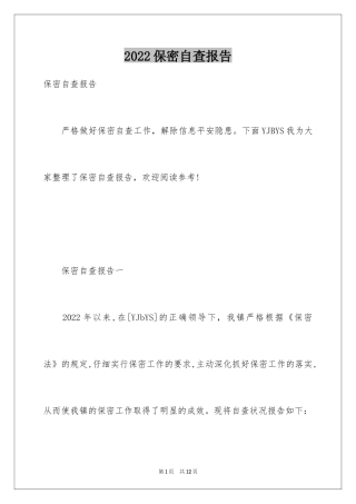 2024保密自查报告