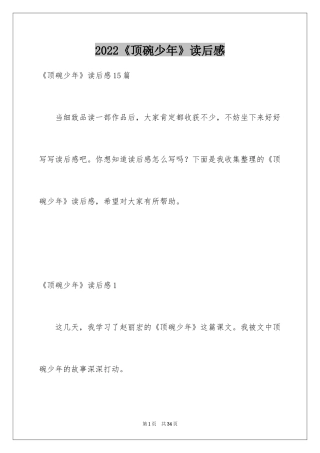 2024《顶碗少年》读后感_1