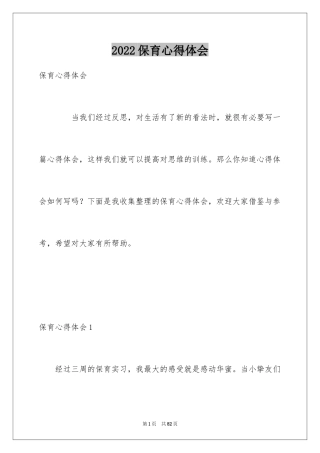 2024保育心得体会