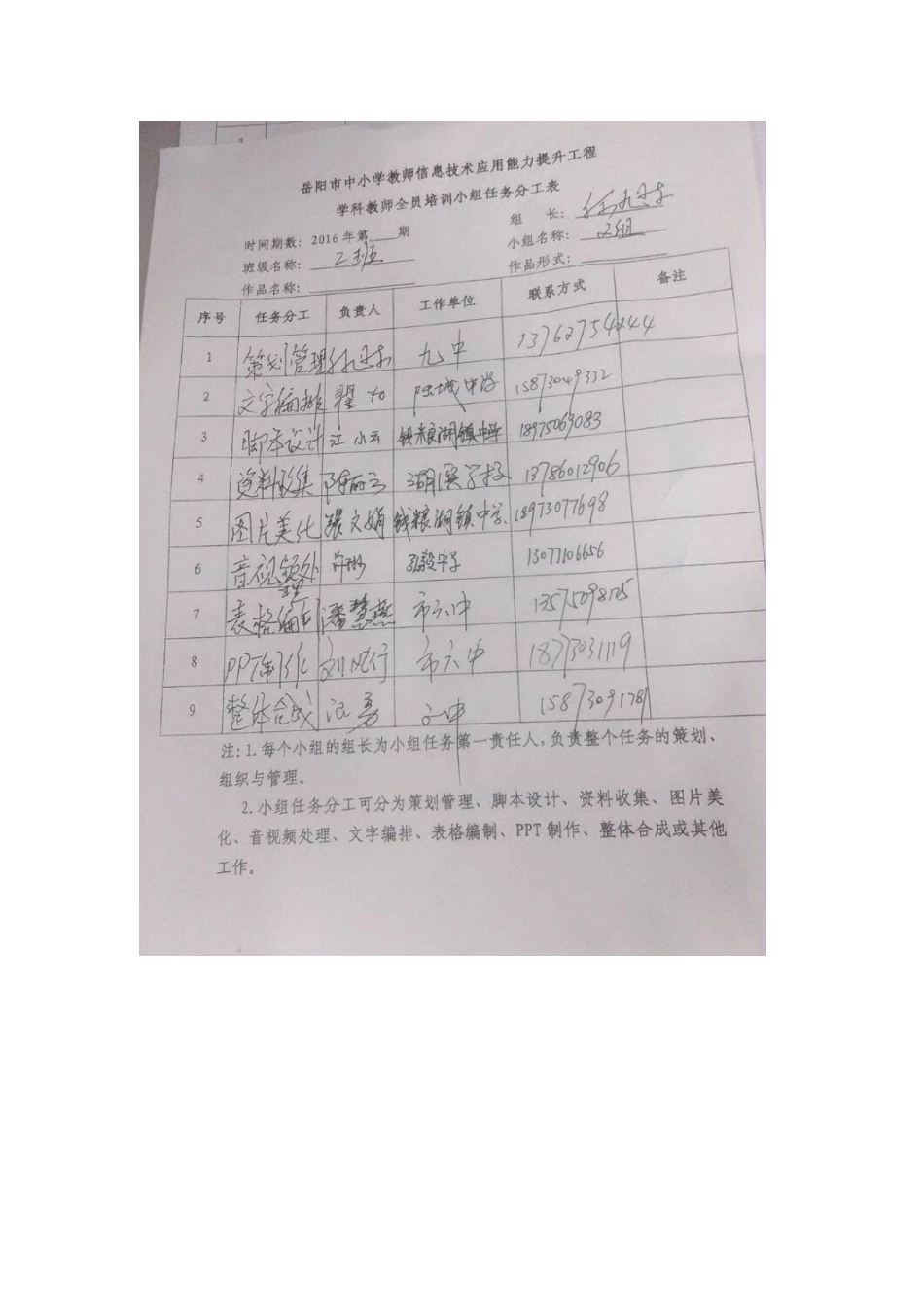 二班二组任务分工表_第1页