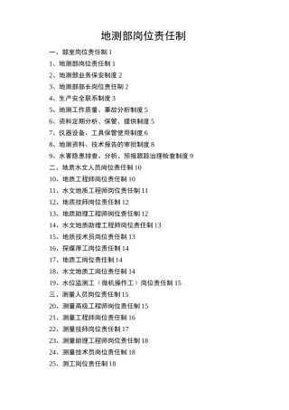 地测部岗位责任制