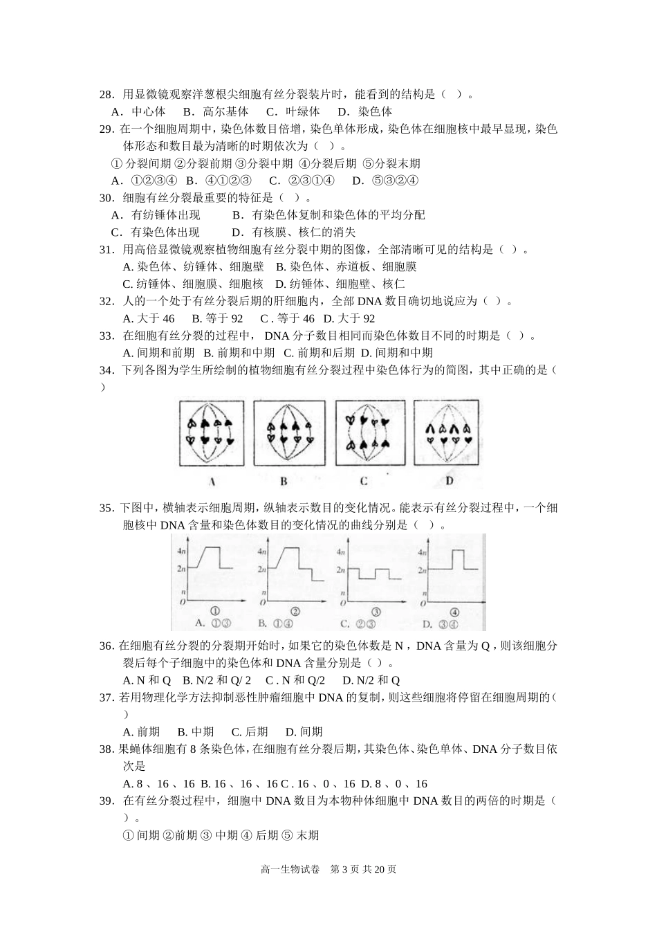 《细胞的增殖》习题训练_第3页
