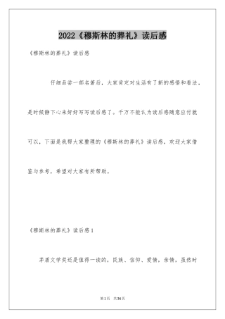 2024《穆斯林的葬礼》读后感_3
