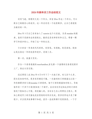 2024年跟单员工作总结范文