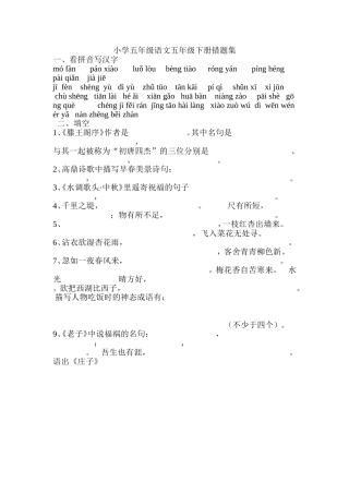 小学五年级语文五年级下册错题集