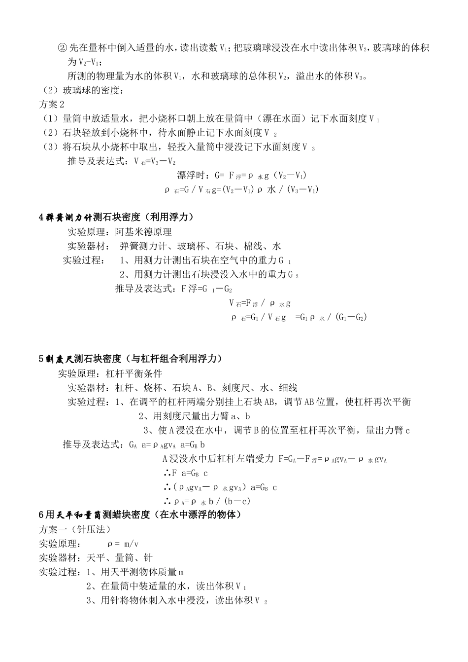 中考复习-物质测量密度方法整理_第2页