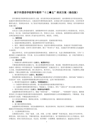 南宁外国语学校青年教师“十三●五”培训方案（修改版）