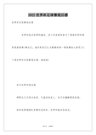 2024世界杯足球赛观后感
