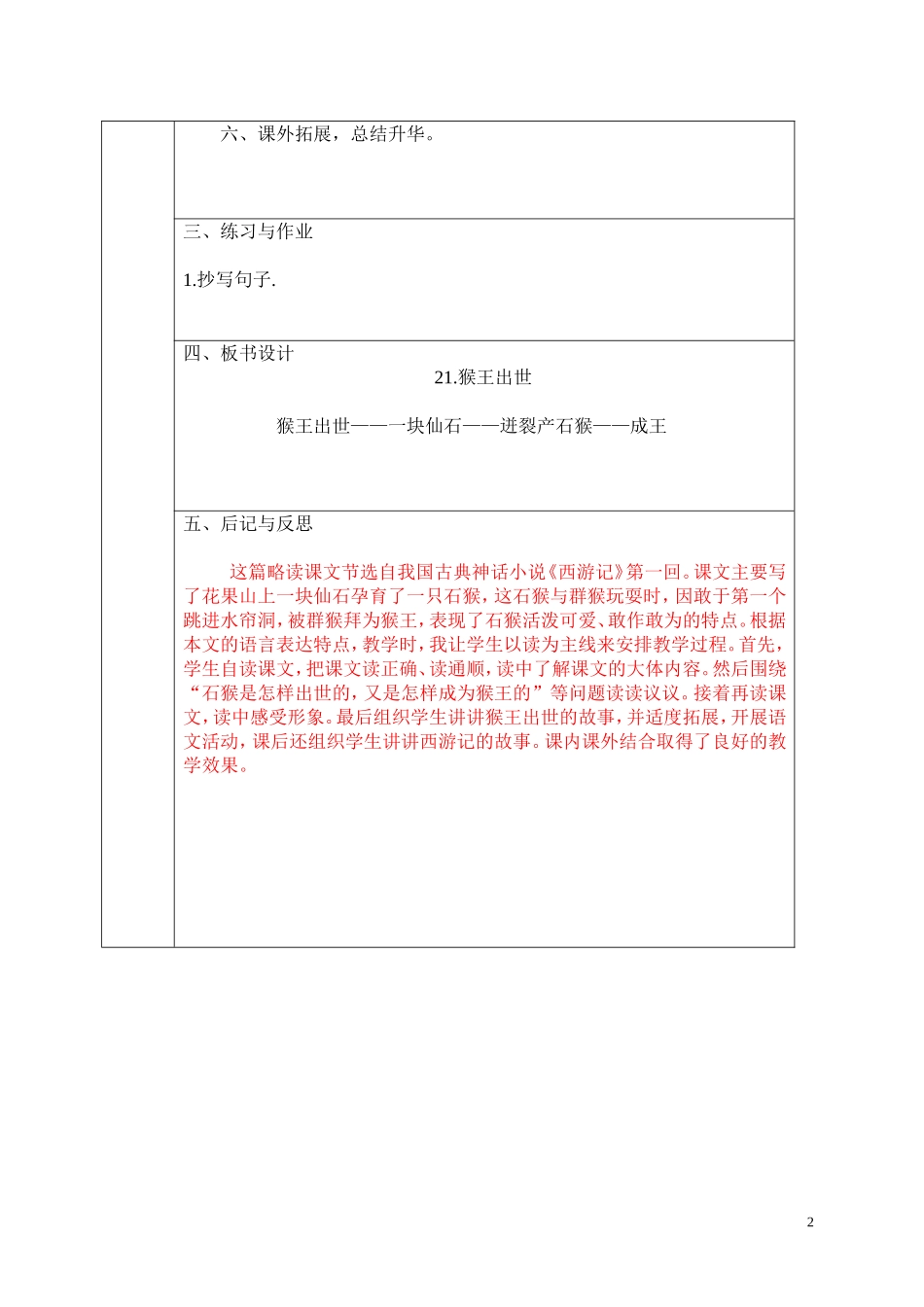 猴王出世课时计划_第2页