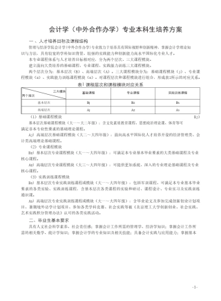 会计学(中外合作办学)专业本科生培养方案