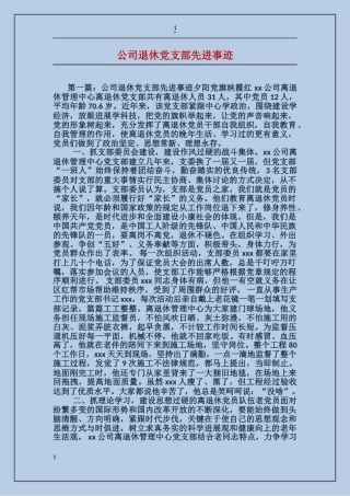 公司退休党支部先进事迹