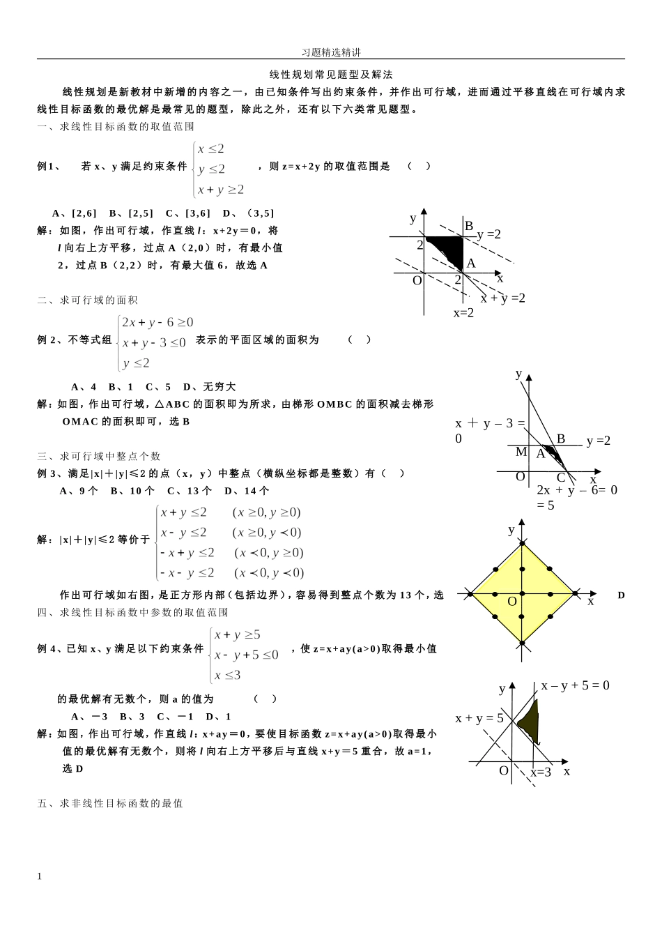 线性规划习题精选精讲_第1页